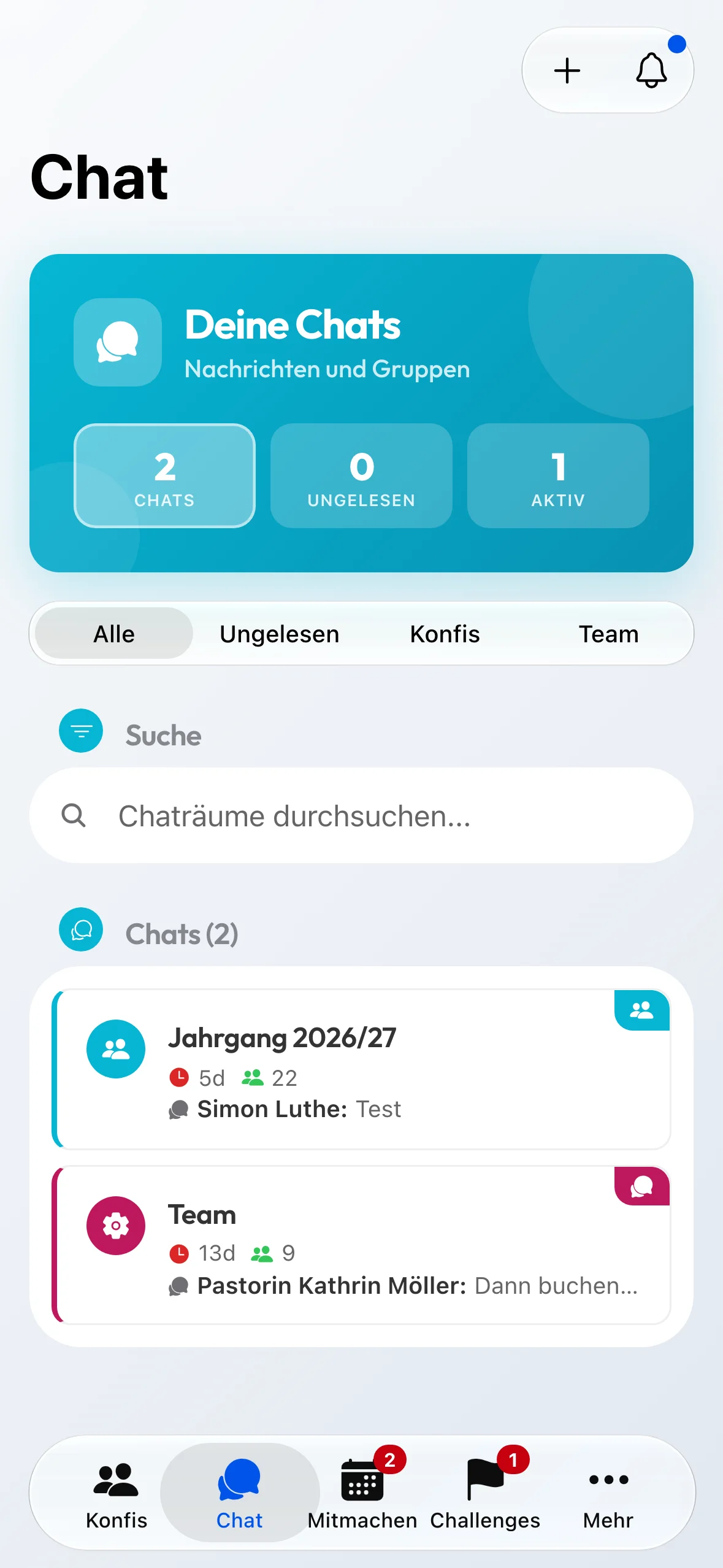 Die Chat-Übersicht der Leitung.