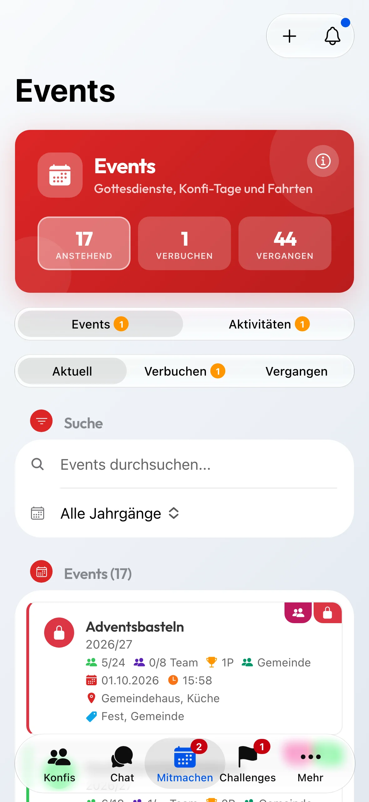 Der Bereich Mitmachen in der Leitungsansicht.