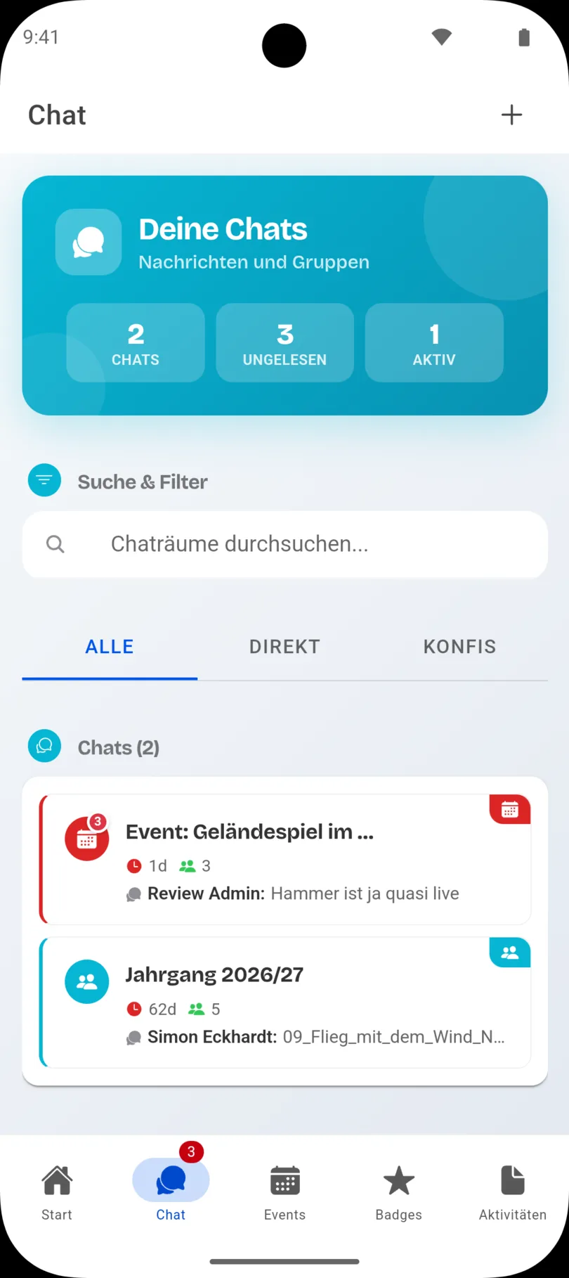 Geschützter Jahrgangs-Chat in Konfi Quest